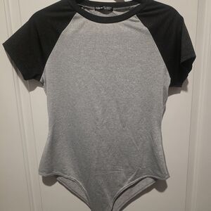 Black and Gray Raglan Sleeve Women's Top